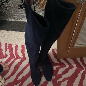 Like new Navy suede Stuart Weitzman over the knee boots.  Worn 2 maybe 3 times